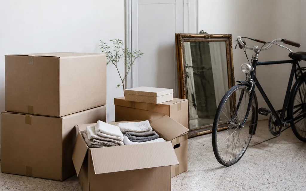 Petit box de stockage rangé pour un studio de centre-ville ancien